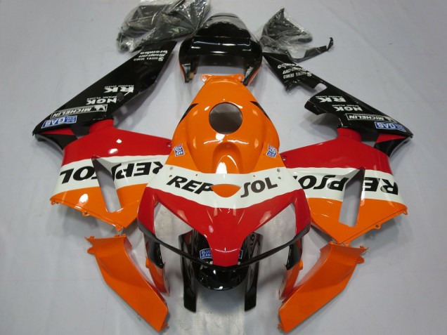 2005-2006 Honda CBR600RR Motorcycle Fairings - Orange White Red Glossy Black Repsol