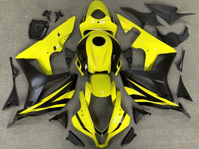 2007-2008 Honda CBR600RR Motorcycle Fairings - Yellow Matte Black OEM Style