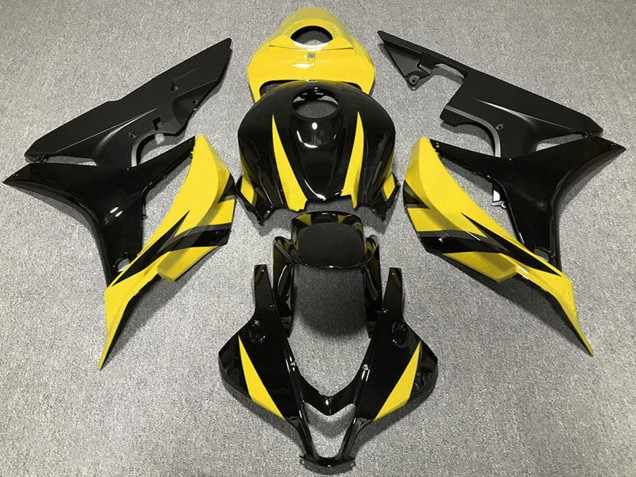 2007-2008 Honda CBR600RR Motorcycle Fairings - Yellow Glossy Black Matte Black