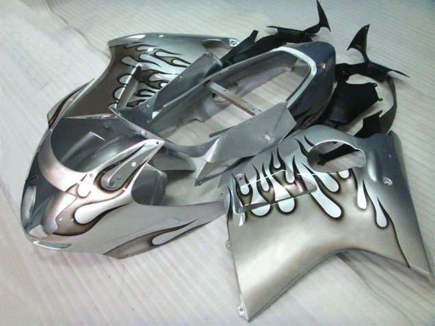 1996-2007 Honda CBR1100XX Blackbird Motorcycle Fairings - Silver Black Flame