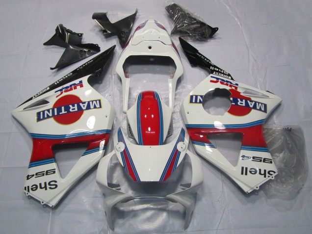 2002-2003 Honda CBR954RR Motorcycle Fairings - White Red Black Martini