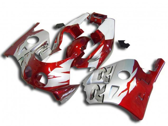 1990-1998 Honda CBR250RR Motorcycle Fairings - Silver Red