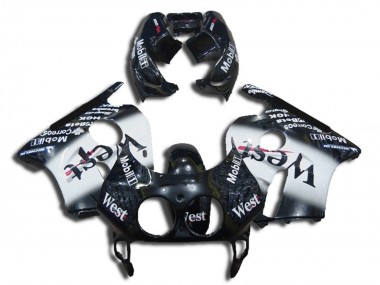 1990-1998 Honda CBR250RR Motorcycle Fairings - Glossy Black White West