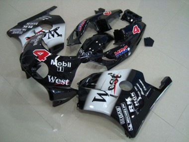 1990-1998 Honda CBR250RR Motorcycle Fairings - Glossy Black White West Mobil