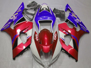 2003-2004 Suzuki GSXR 1000 Motorcycle Fairings - Candy Red White Blue