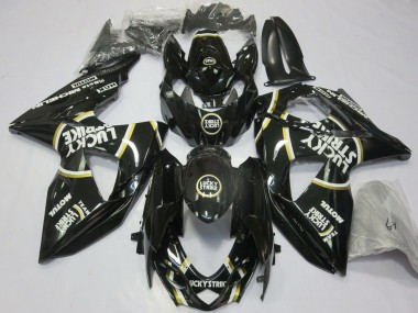 2009-2016 Suzuki GSXR 1000 Motorcycle Fairings - Glossy Black Lucky Strike