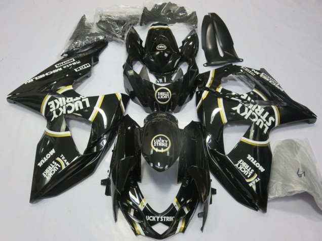 2009-2016 Suzuki GSXR 1000 Motorcycle Fairings - Glossy Black Lucky Strike