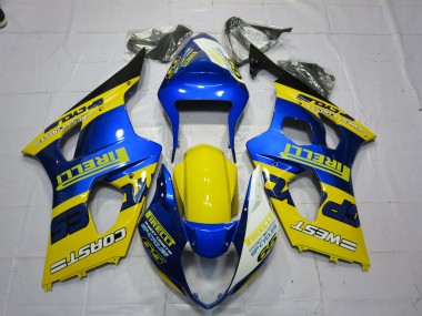2003-2004 Suzuki GSXR 1000 Motorcycle Fairings - Blue Yellow Black Pirelli