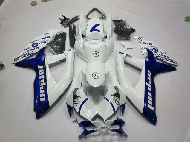 2008-2010 Suzuki GSXR 600 / GSXR 750 Motorcycle Fairings - White Blue Jordan