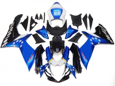 2011-2024 Suzuki GSXR 600 / GSXR 750 Motorcycle Fairings - Blue Style with Red Stars