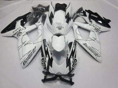 2008-2010 Suzuki GSXR 600 / GSXR 750 Motorcycle Fairings - White Black Alstare Corona Motul