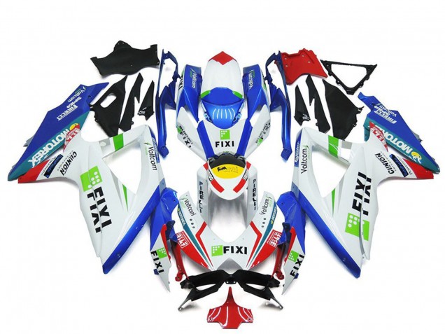 2008-2010 Suzuki GSXR 600 / GSXR 750 Motorcycle Fairings - White Blue Green Yellow Red Fixi