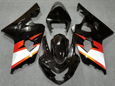 2004-2005 Suzuki GSXR 600 / GSXR 750 Motorcycle Fairings - Glossy Black Orange White