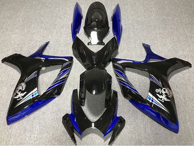 2006-2007 Suzuki GSXR 600 / GSXR 750 Motorcycle Fairing - Blue Glossy Black