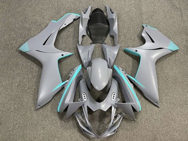 2011-2024 Suzuki GSXR 600 / GSXR 750 Motorcycle Fairings - Matte Nardo Grey Teal Accents