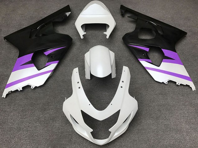 2004-2005 Suzuki GSXR 600 / GSXR 750 Motorcycle Fairings - White Purple Matte Black