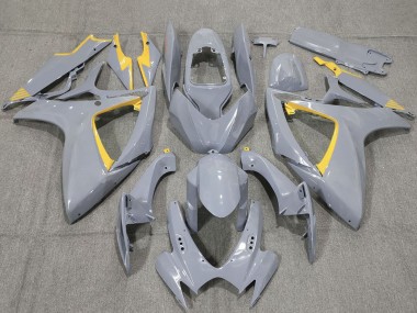 2006-2007 Suzuki GSXR 600 / GSXR 750 Motorcycle Fairings - Nardo Grey and Yellow Trim