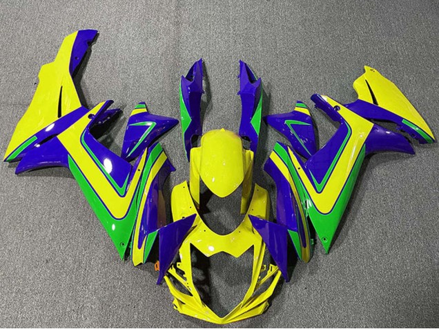 2011-2024 Suzuki GSXR 600 / GSXR 750 Motorcycle Fairings - Blue Yellow Green