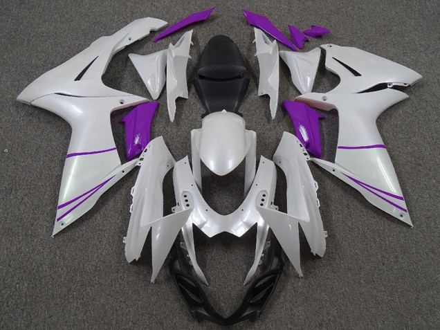 2011-2024 Suzuki GSXR 600 / GSXR 750 Motorcycle Fairings - Pearl White and Purple