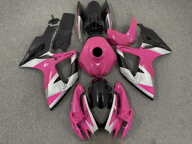 2006-2007 Suzuki GSXR 600 / GSXR 750 Motorcycle Fairings - Pink Silver Glossy Black