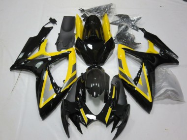 2006-2007 Suzuki GSXR 600 / GSXR 750 Motorcycle Fairings - Yellow Silver Glossy Black
