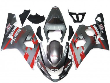 2004-2005 Suzuki GSXR 600 / GSXR 750 Motorcycle Fairings - Silver Red MoviStar