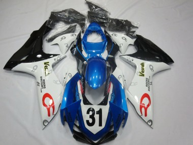 2011-2024 Suzuki GSXR 600 / GSXR 750 Motorcycle Fairings - White Blue Glossy Black Vesrah 31