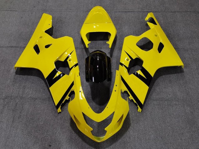 2004-2005 Suzuki GSXR 600 / GSXR 750 Motorcycle Fairings - Yellow Glossy Black OEM Style