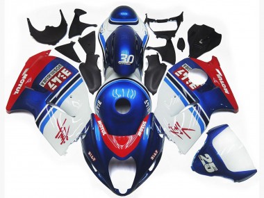 1996-2007 Suzuki GSXR 1300 Motorcycle Fairings - White Blue Red Motul