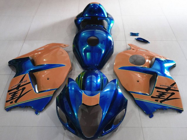 1996-2007 Suzuki GSXR 1300 Motorcycle Fairings - Glossy Blue and Desert Tan