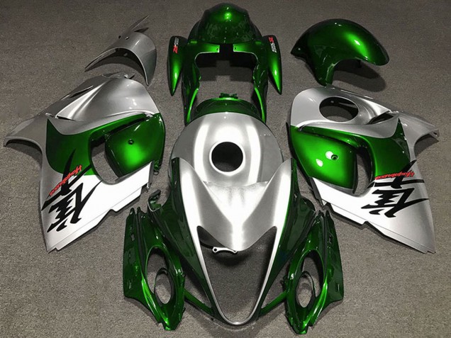 2008-2020 Suzuki GSXR 1300 Motorcycle Fairings - Glossy Green and Silver