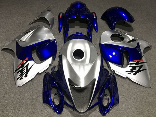 2008-2020 Suzuki GSXR 1300 Motorcycle Fairings - Glossy Silver and Blue