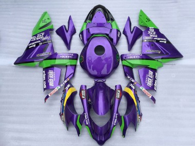 2004-2005 Kawasaki ZX10R Motorcycle Fairings - Green Purple Trick Star