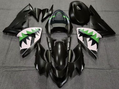 2004-2005 Kawasaki ZX10R Motorcycle Fairings - Matte Black and Green