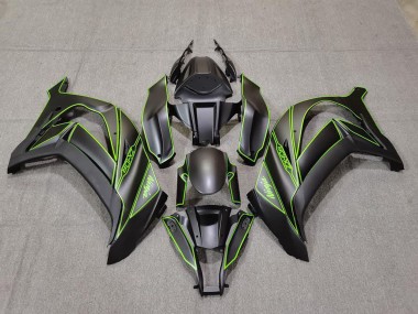 2011-2015 Kawasaki ZX10R Motorcycle Fairings - Matte Black Green Lining