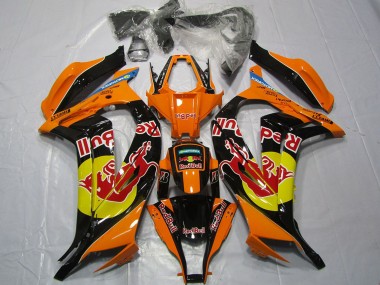 2011-2015 Kawasaki ZX10R Motorcycle Fairings - Orange Yellow Glossy Black Red bull