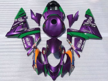 2004-2005 Kawasaki ZX10R Motorcycle Fairings - Purple and Green Trick Star