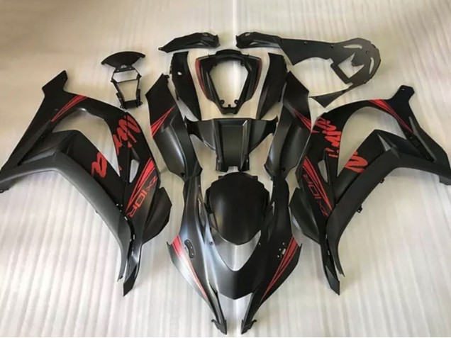 2016-2020 Kawasaki ZX10R Motorcycle Fairings - Matte Black Red Ninja