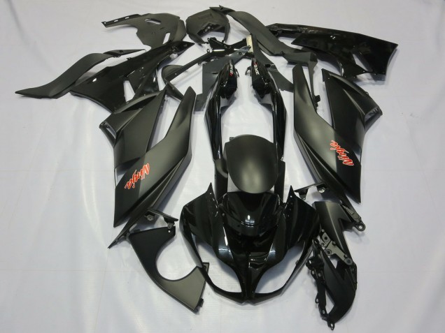 2009-2012 Kawasaki ZX6R Motorcycle Fairings - Matte Black Glossy Black Red Ninja