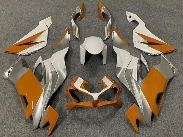 2019-2022 Kawasaki ZX6R Motorcycle Fairings - White Silver Orange