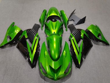 2006-2011 Kawasaki ZX14R Motorcycle Fairings - Green Glossy Black