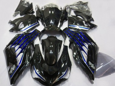 2012-2024 Glossy Black Blue Kawasaki ZX14R ZZR 1400 Motorcycle Fairings