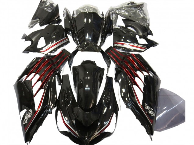 2012-2024 Glossy Black Red Kawasaki ZX14R ZZR 1400 Motorcycle Fairings