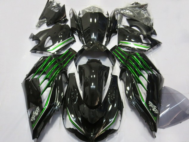 2012-2024 Glossy Black Green Kawasaki ZX14R ZZR 1400 Motorcycle Fairings