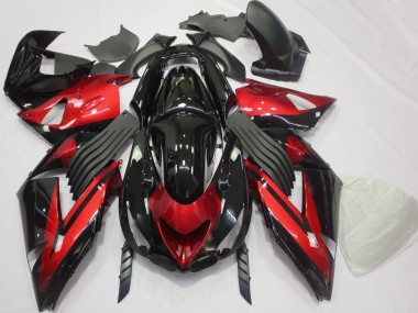 2006-2011 Kawasaki ZX14R Motorcycle Fairings - Red Glossy Black Stripe