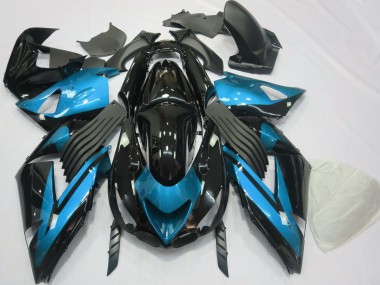 2006-2011 Kawasaki ZX14R Motorcycle Fairings - Light Blue Glossy Black