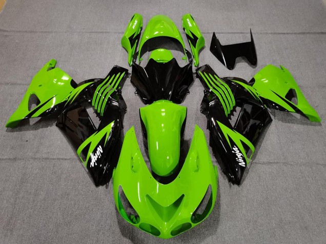 2006-2011 Kawasaki ZX14R Motorcycle Fairings - Green Glossy Black White Ninja