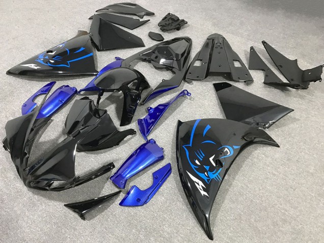 2009-2011 Yamaha R1 Motorcycle Fairings - Glossy Black Blue Panther