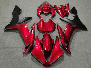 2004-2006 Yamaha R1 Motorcycle Fairings - Candy Red Matte Black