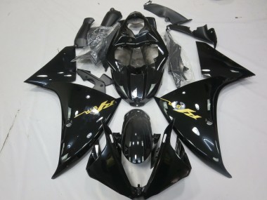 2009-2011 Yamaha R1 Motorcycle Fairings - Glossy Black Gold Decal